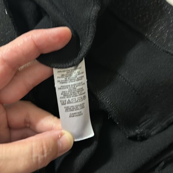 LOFT XL Black Silver Shimmery Metallic Ponte Knit Wide Leg Pull on Crop Pants - Picture 7 of 8